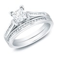 Auriya 14k Gold 1 1/2ct TDW Certified Princess Diamond Bridal Ring Set (H-I, SI1-SI2)