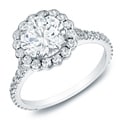 14k Gold 1 1/2ct TDW Certified Halo Diamond Engagement Ring (H-I, SI1-SI2)