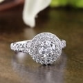 14k Gold 2ct TDW Certified Round Diamond Halo Engagement Ring (H-I, SI1-SI2)