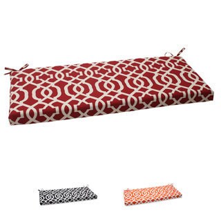 Pillow Perfect New Geo Polyester Red Outdoor Bench Cushion
