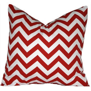 Taylor Marie Modern Lipstick Red and White Zig Zag Chevron Throw Pillow Cover
