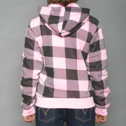Level Sportswear Women's Pink/Black Plaid Hoodie Jacket