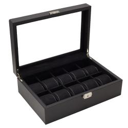 Carbon Fiber Pattern Glass Top Watch Case