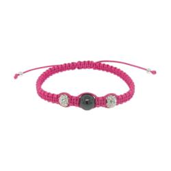 Hematite and White Crystal Pink Bracelet