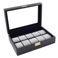 Classic Black Leatherette Watch Case Display Box