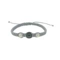 Hematite and White Crystal Grey Bracelet