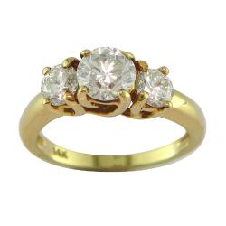 14k Gold 1 5/8ct TDW Certified Clarity-enhanced Diamond 3-stone Ring (E-F, SI3)