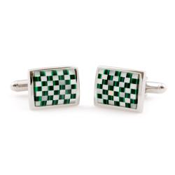 Cuff Daddy Silvertone Mother of Pearl and Malachite Cuff Links