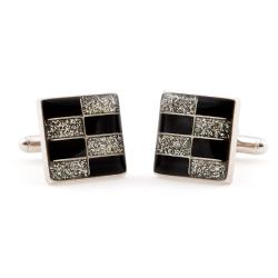 Cuff Daddy Silvertone Brickwall Diamond Dust Cuff Links