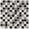 SomerTile 11.625x11.625-in Crackle Square Azure 1-in Handmade Glass/Ceramic Mosaic Tile (Pack of 5)