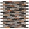 SomerTile 12x11.75-in Reflections Subway Stonehenge Glass and Stone Mosaic Tile (Pack of 10)
