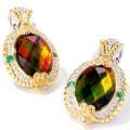 Michael Valitutti Two-tone Ammolite, Emerald and White Sapphire Earrings