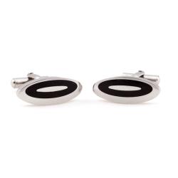 Cuff Daddy Silvertone Black Alien Eyes Cuff Links