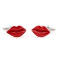 Cuff Daddy Silvertone Red Lips Cufflinks