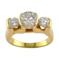 14k White Gold 1 5/8ct TDW Certified Clarity-enhanced 3-stone Diamond Ring (D-E, SI1-SI2)