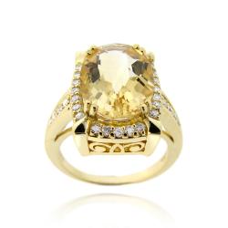 Glitzy Rocks 18k Yellow Goldplated Citrine and Cubic Zirconia Ring