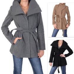 Ci Sono by Journee Junior's Self-tie Belt Large Collared Coat