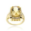 Glitzy Rocks 18k Yellow Goldplated Citrine and Cubic Zirconia Ring
