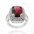 Glitzy Rocks Rhodium-plated Lab-created Ruby and Cubic Zirconia Ring