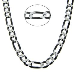 Eternally Haute Sterling Silver 26-in Diamond-cut Figaro Chain Necklace