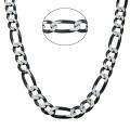 Eternally Haute Sterling Silver 26-in Diamond-cut Figaro Chain Necklace