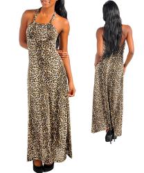 Stanzino Women's Leopard Print Halter Maxi Dress