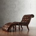 Bellagio Button Tufted Leather Brown Chaise