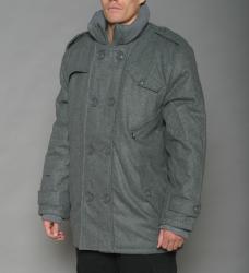 Trust Men's Heather Grey Wool-blend Double-breasted Peacoat