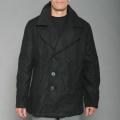 Sportier Men's Black Wool Blend Peacoat