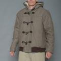 Imperious Men's Khaki/Brown Herringbone Wool-blend Hooded Jacket
