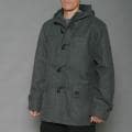 Imperious Men's Charcoal Grey Wool-blend Faux Shearling Hooded Toggle Coat