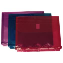 Assorted Colors Velcro Closure Plastic Binder Envelopes (Pack of 12)