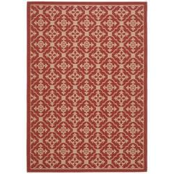 Red/ Cream Indoor Outdoor Rug (2'7 x 5')