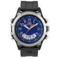 Timex Men's Blue Dial Chronograph Expedition Indiglo Black Resin Watch
