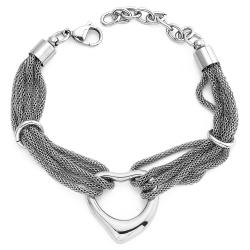 Stainless Steel Silvertone Heart Bracelet