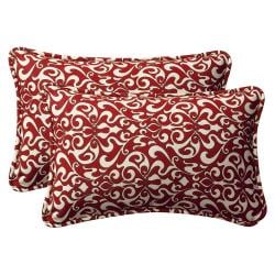 Pillow Perfect Decorative Red/ White Damask Outdoor Toss Pillows (Set of 2)