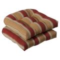 Pillow Perfect Outdoor Red/ Gold Striped Seat Cushions (Set of 2)