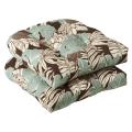 Pillow Perfect Outdoor Brown/ Blue Tropical Seat Cushions (Set of 2)