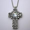 Sterling Silver Ancient Roman Glass Cross Necklace (Israel)