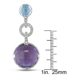 14k White Gold Amethyst, Blue Topaz and 1/4ct TDW Diamond Earrings (G-H, SI1)