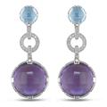 14k White Gold Amethyst, Blue Topaz and 1/4ct TDW Diamond Earrings (G-H, SI1)