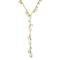 14k Yellow Gold Blue Topaz and Freshwater Pearl Necklace (5-9mm)