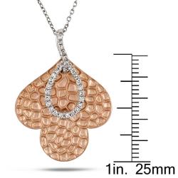 14k Pink and White Gold 1/6ct TDW Diamond Clover Leaf Necklace (G-H, SI2)