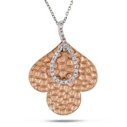 14k Pink and White Gold 1/6ct TDW Diamond Clover Leaf Necklace (G-H, SI2)