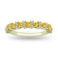 10k Yellow Gold Yellow Sapphire and 1/6ct TDW Diamond Ring (G-H, I2)