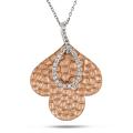 14k Pink and White Gold 1/6ct TDW Diamond Clover Leaf Necklace (G-H, SI2)