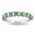 10k White Gold Tsavorite and 1/6ct TDW Diamond Ring (G-H, I2)