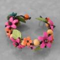 Leather Pink Daisy Garland Bracelet (Thailand)