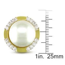 18k Gold Mabe Pearl and 1 3/5ct TDW Diamond Earrings (G-H, SI1-SI2) (16 mm)