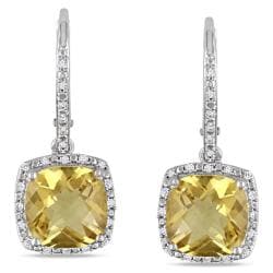 Miadora Sterling Silver Citrine and 1/5ct TDW Earrings (G-H, I3)